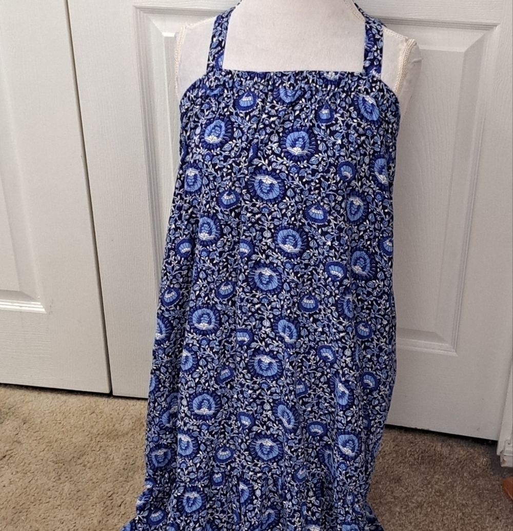 Boho Floral Dark Sea Blue Maxi Dress    Size M - Picture 5 of 10